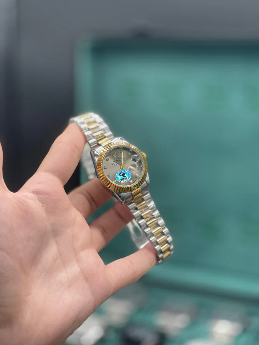 RLX Two Tone Gold And Silver Chain With Sophisticated Gray Dial Ladies Watch