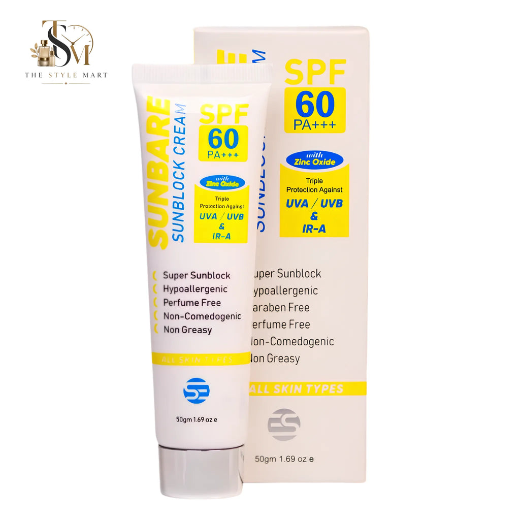 Sunbare Sunblock Cream SPF 60 PA+++ for all skin types