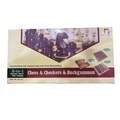 Wooden Folding Board Game Set – Chess, Checkers & Backgammon for Kids & Adults